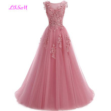 Lace Appliques Beaded Tulle Prom Dresses A-Line Sleeveless Evening Formal Dress Long Party Gowns vestidos de gala 2024 - buy cheap