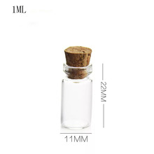 Mini garrafa de vidro com 20 tamanhos, 11*22mm 1ml, pequena, pequena, transparente, rolha, deseja frascos de vidro, recipiente, perfume, arte da unha, decoração de frascos 2024 - compre barato