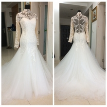 Vestidos De novia De sirena con apliques De encaje, Top De piel, Vestidos De novia ajustados con cuentas, personalizados De África, musulmanes, novedad De 2019 2024 - compra barato