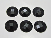 100 preto acrílico flatback facetado redondo strass gemas 16mm nenhum furo 2024 - compre barato
