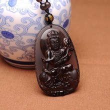 Natural Ice Clear Obsidian Carved Buddhism Eight Patron Saint Buddha Kwan-Yin Amulet Blessing Pendants Beads Necklace Jewelry 2024 - buy cheap