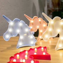 Lovely Unicorn Head Animal LED 3D Light Night Light Kids Gift Toy For Children Bedroom Party Decoration Lamp Indoor Lighting 2024 - buy cheap