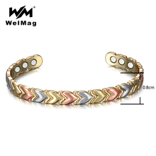 WelMag-Pulseras de terapia magnética de cobre para mujer, brazalete ajustable de 3 colores para el cuidado de la salud, 2019 2024 - compra barato