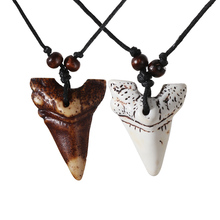 New Fashion Style 1Pcs Cool Men Women's Jewelry Imitation Yak Bone Shark Tooth Necklace White Teeth Lucky Mulet Pendant Gifts 2024 - buy cheap