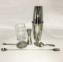 Free Shipping Stainless Steel 6 Piece Bar Set Boston Cocktail Shaker Bartending Set Including Mixing Glass 2024 - buy cheap
