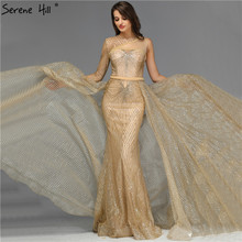 Dubái-vestido de noche dorado de lujo con un hombro descubierto, vestido de noche Sexy de sirena con purpurina, diseño sereno, LA70044, 2021 2024 - compra barato