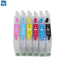 5sets wholesale refillable ink cartridge for epson R230 R350 R210 R310 RX510 with arc chip T0491 - T0496 2024 - buy cheap