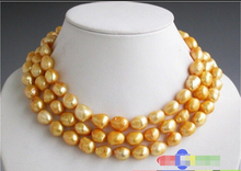 LUSTER 45"inch 8-9mm yellow baroque freshwater cultured pearl necklace 2024 - buy cheap