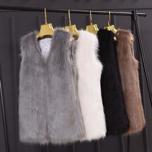 New Women Spring Fashion Faux Fur Sleeveless Slim Vest Jackets Coat Outerwear Waistcoat Plus Size XXXL Black Gray 2024 - buy cheap