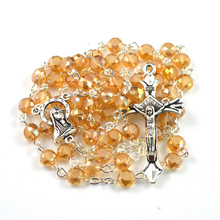 Flat yellow crystal bead catholic rosary necklace 2024 - buy cheap