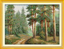 Pine forest wholesale cross stitch kits scenery 14ct white 11ct  print  embroidery DIY handmade needlework wall home decor 2024 - buy cheap