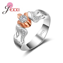 Rose Gold Flower Romantic Weddings Rings AAAA Cubic Zirconia Top Quality Korea Style Elegant Trendy Unique Design Jewelry 2024 - buy cheap