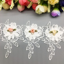 1 yard Cotton Rose Flowers Leaf Tassel Embroidered Lace Trim Ribbon Fabric Sewing Craft For Costume Wedding Dress Decoration 2024 - buy cheap