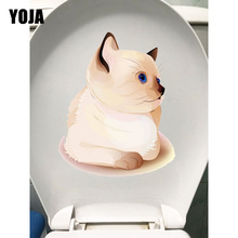 YOJA 17,9*22,1 см сиамский котенок мультфильм наклейка на стену домашний декор для комнаты Туалет наклейки T1-0167 2024 - купить недорого