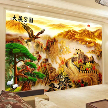 beibehang Custom wallpaper 3d mural embossed gold Great Wall welcome pine background wall living room bedroom wallpaper 3d mural 2024 - buy cheap
