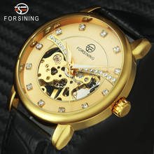 Latest Men Unisex Mechanical Watch Top Luxury Brand Skeleton Dial Leather Strap Crystal Design Gold watch Fashion Wristwatch 2024 - buy cheap