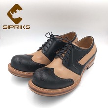 Sipriks sapatos masculinos de couro legítimo, calçado com ponta social de couro, estilo vintage, calçado clássico, masculino, tamanho grande 46 2024 - compre barato