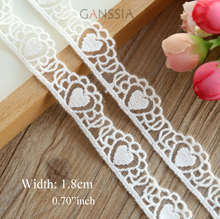 1yard Width:1.8cm Kawaii heart Cotton Lace Embroidered Net Lace Ivory Color Trims Trimmings Scrapbooking (ss-4936) 2024 - buy cheap