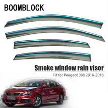 BOOMBLOCK-cubiertas de ventana para coche, visera para ventana, Deflector de viento solar para lluvia, protector de toldo ABS para Peugeot 308, 2016, 2017, 2018, 4 Uds. 2024 - compra barato