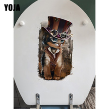 YOJA-pegatina de inodoro de gato de dibujos animados, Mural de decoración de pared del dormitorio con personalidad, 14x25CM, T1-0104 2024 - compra barato