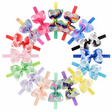16pcs/lot 4.3'' Colorful Rainbow Grosgrain Ribbon Bow Headband Kids Triangle Arrow Headwear  Boutique Hair Accessories 799 2024 - buy cheap