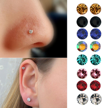 Unisex Fashion Magnetic Stud Earring non piercing cartilage tragus helix earring crytsal magnet nose stud 8 pairs/pack 2024 - buy cheap