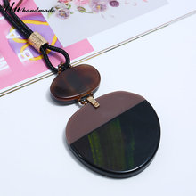 Boho Big Acrylic Round Pendant Leather Chain Necklace Women Choker Jewelry Colar Collares Harajuku Bijoux Femme Collier Kolye 2024 - buy cheap