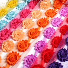 10yards/lot 2.6" 15colors Fashion Chic Shabby Chiffon Flowers For Children Hair Accessories 3D Fabric Flowers For Headbands 2024 - buy cheap