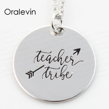 Wholesale TEACHER TRIBE Engraved Pendant Charms Necklace Lover Gift Jewelry 10Pcs/Lot,#LN182 2024 - buy cheap