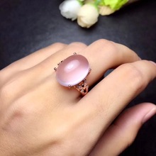 Rosa de quartzo anel 925 prata esterlina incrustada natural e real rosa quartzo 12*16mm alta qualidade para homem ou mulher 2024 - compre barato