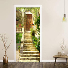 Door Sticker 3D Pastoral Stairs Landscape Wallpaper Living Room Restaurant PVC Self-Adhesive Waterproof Door Decals Wall Sticker 2024 - buy cheap