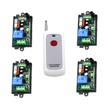 Novo interruptor de potência sem fio 220v 1ch, sistema 4 receptores + 1 transmissor de controle remoto 10a relé