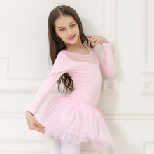 Vestido de baile de algodón para niñas, Ropa de baile de manga larga, falda, traje de actuación para el Día de los niños, traje de encaje de Ballet, B-6389 2024 - compra barato