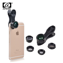Atacado apexel lente para câmeras de celular 10 com olho de peixe, ângulo amplo e macro telefone inteligente, lente de câmera para samsung, iphone 2024 - compre barato