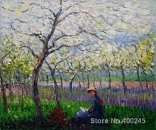 Regalo de Navidad arte sobre lienzo un huerto en primavera por pintura de Claude Monet Pared de alta calidad hecha a mano foto de los árboles paisajes 2024 - compra barato