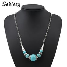 Seblasy Vintage Boho Tibet Silver Color Natural Stone Beads Triangles Balls Necklaces Pendants for Women High Quality Jewelry 2024 - buy cheap