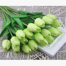 Mini flores de tulipa artificial de pu, acessórios de decoração de casa de seda com 10 familiar de alta qualidade e 34cm para festa de casamento 2024 - compre barato