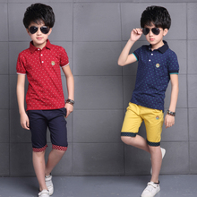 Foreign Trade 2018 Summer Big Boys Fashion Dot Clothing Sets Kids Casual Lapel Tops + Five Pants 2 Pcs Children's Clothes G624 2024 - buy cheap