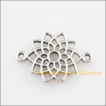 New 40Pcs Tibetan Silver Color Flower Lotus Charms Connectors 14x20mm 2024 - buy cheap
