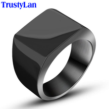 TrustyLan-anillo de acero inoxidable para hombre, sortija Simple y fresca, no se decolora, Color negro y plateado, tamaño 12, joyería masculina, banda de regalo 2024 - compra barato
