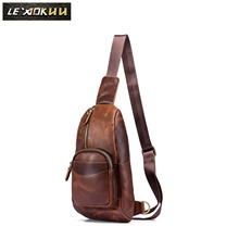 Men Quality Leather Casual Fashion Travel Waist Pack Chest Sling Bag One Shoulder Crossbody Bag Daypack For Male 8012-db 2024 - buy cheap