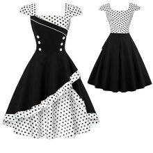 Plus Size Off Shoulder Polka Dot Dress Women Vintage Audrey Hepburn Dress 50s 60s Rockabilly Prom Party Dresses Retro Vestidos 2024 - buy cheap