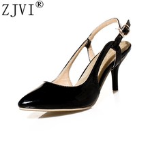 ZJVI las mujeres zapatos del dedo del pie puntiagudo bombas de mujer tacones delgados de bombas PU zapatos casuales zapatos de mujer zapatos de fiesta de verano de 2021 otoño 5 Cm 2024 - compra barato