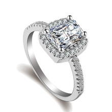 Anillos de boda de Color plata para mujer, accesorios de anillo de compromiso de circonita cuadrada con Micro incrustaciones, joyas de imitación 2024 - compra barato
