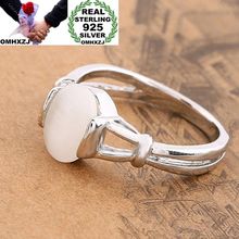 Hxomzj anel de prata feminino, anel de prata refinada 925 para festa de casamento, presente de prata branca e pedra de lua oval para mulheres 2024 - compre barato