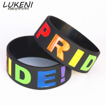 Luxueni fashion 1 peça orgulho gay arco-íris colorido fino capa de silicone com pulseira bracelete feminino masculino joia presente sh088 2024 - compre barato