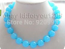 18" Genuine 14mm Round Blue Natural Jade Necklace 2024 - buy cheap