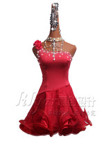 Women Red Shining Rhinestones Latin Dance Dress Custom Made Tango Rumba Samba Dress Cha-cha Latin Competition Dancing Dresses 2024 - buy cheap