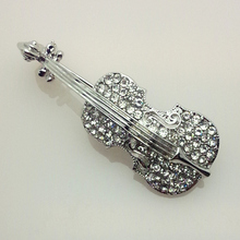 10pcs/lot 2015 new design crystal rhinestone violin brooch pin 2024 - buy cheap
