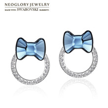 Neoglory Austria Crystal & Rhinestone Stud Earrings Alloy Plated Cute Bowknot Style For Girls Gift Stylish Design Trendy 2024 - buy cheap